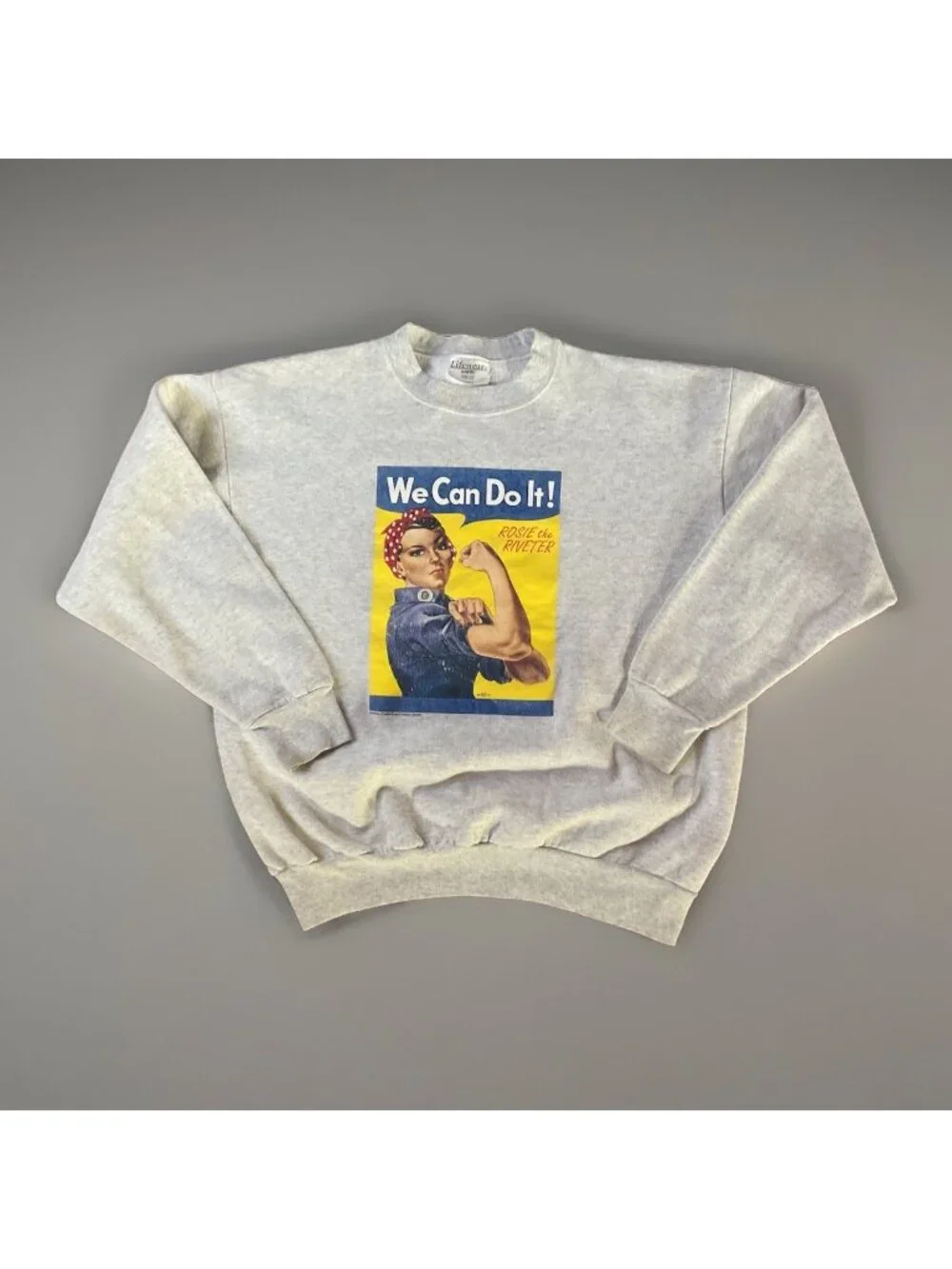 Vintage 90s Rosie the Riveter Crewneck Sweatshirt Post War USA XL Women Activist